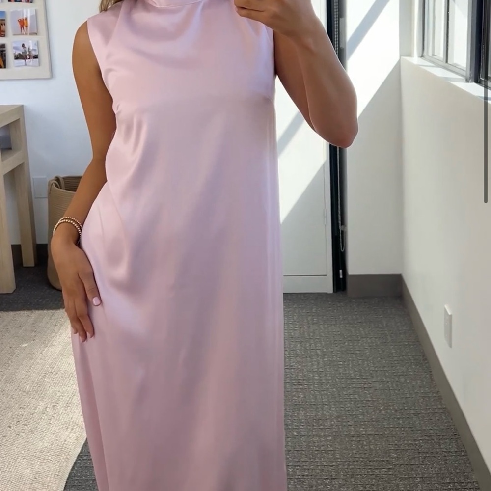 Daily Drills Pink Cowl Neck Sheath Maxi Dress
